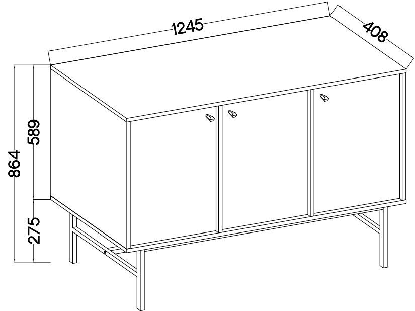 Black chest of drawers "Tokyo 3F" with cabinets - Image 7