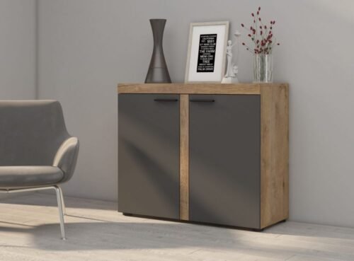 Rumba chest of drawers with shelf 2F – graphite/Lefkas oak color