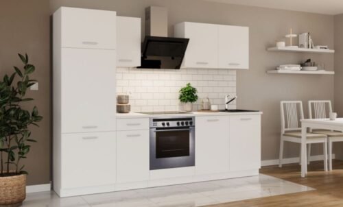 Kitchen set with countertop, 260 cm kitchen Toni white matte