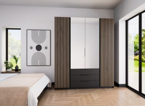 Kaja BL/BL-EV 2 four-door wardrobe with grille, 2 mirrors, 3S