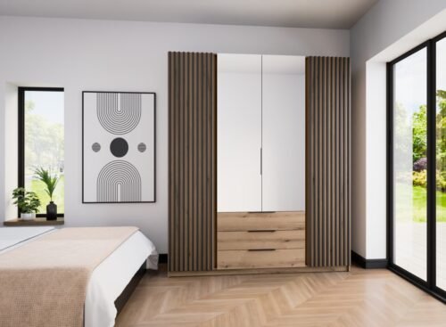 Kaja EV/EV-BL 2 four-door wardrobe with grille, 2 mirrors, 3S