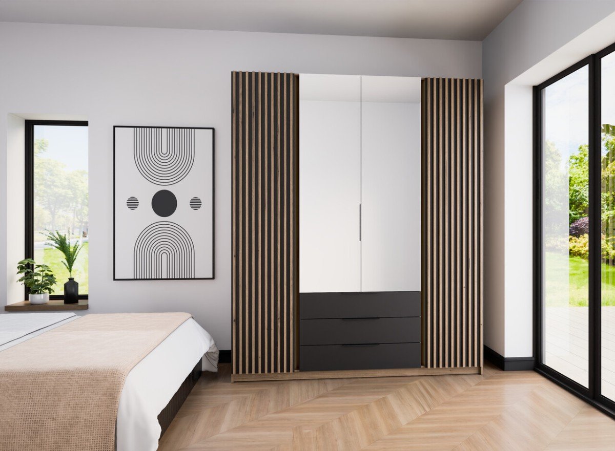 Kaja EV/BL-EV 2 four-door wardrobe with grille, 2 mirrors, 3S
