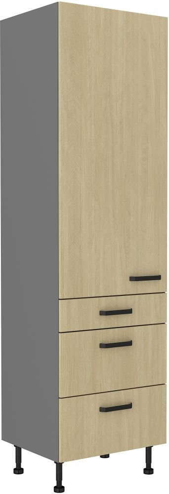 60 cm tall storage cabinet with drawers "Scandi herringbone" pattern 60 DKS-215 3S1F