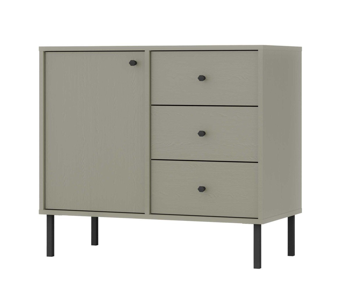 Tokyo 1F3S eucalyptus chest of drawers with cabinet and drawers