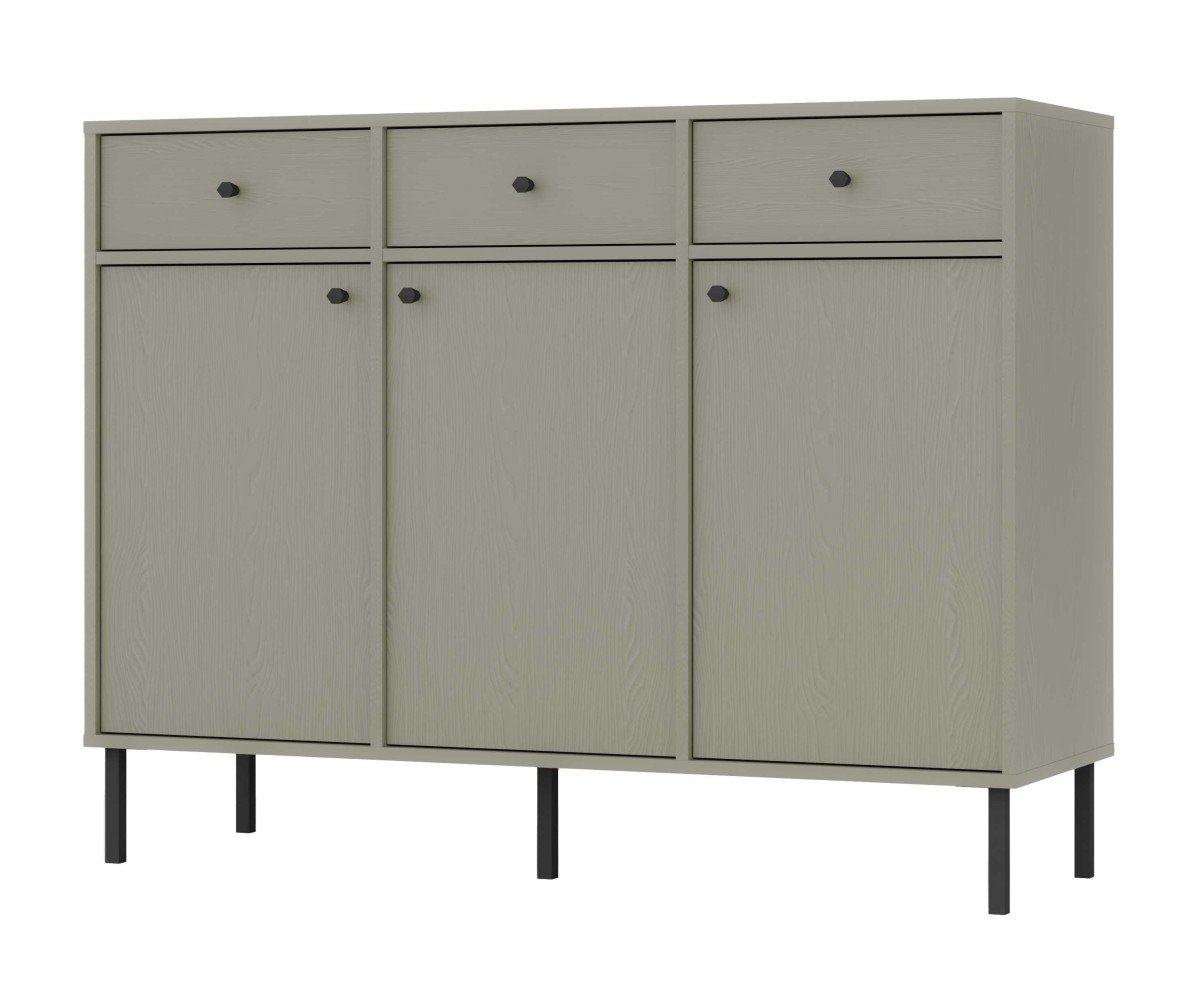 Tokyo 3F3S eucalyptus chest of drawers with cabinets and drawers