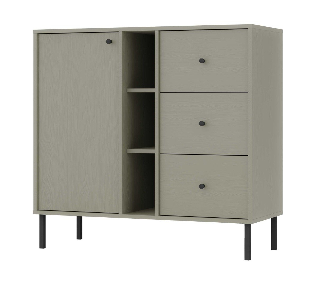 Chest of drawers with cabinet and niches Tokyo 1F3S eucalyptus color