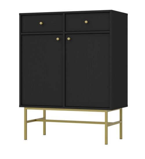 Black chest of drawers “Tokyo 2F2S” with cabinets and drawers