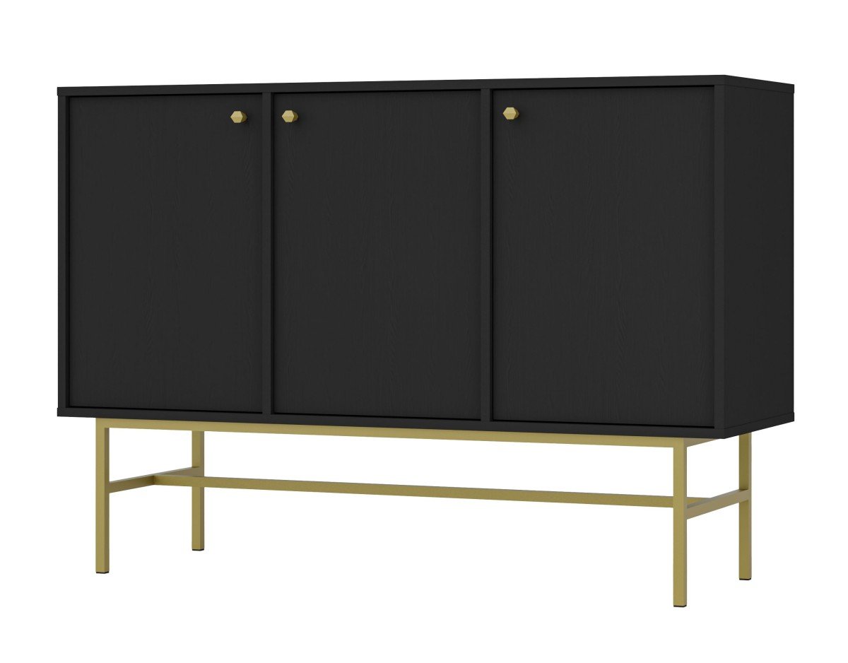 Black chest of drawers "Tokyo 3F" with cabinets