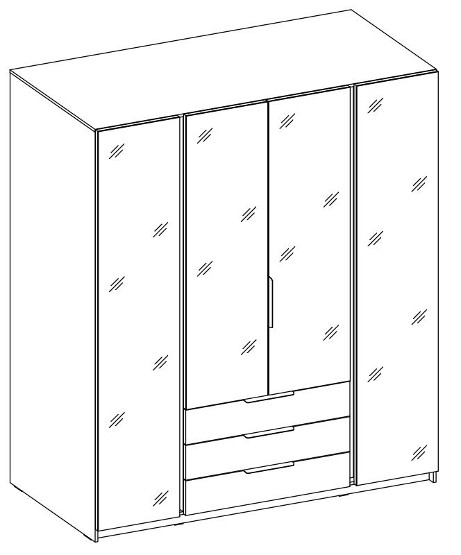 Kaja BL/BL four-door wardrobe, 4 mirrors, 3S - Image 6