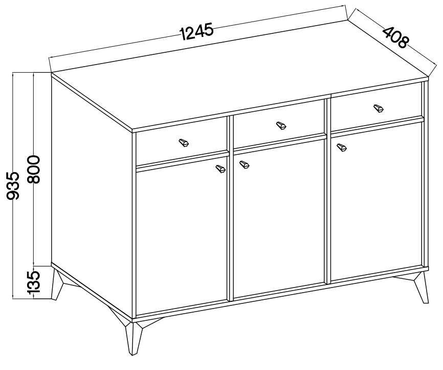 Black chest of drawers "Tokyo 3F3S" with cabinets and drawers - Image 6