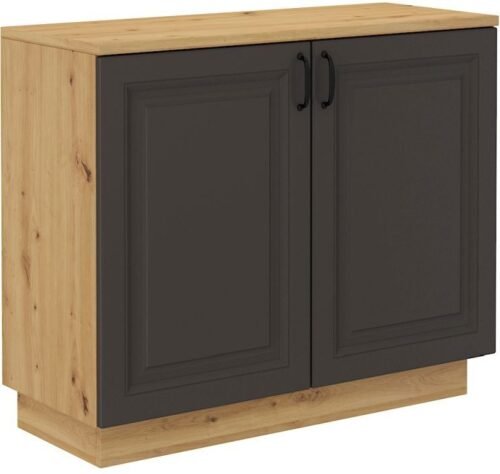 Stylish chest of drawers with 2D cabinets, gray Flawia