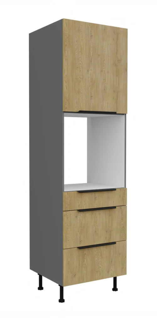 60 cm tall oven cabinet with drawers Cremona anthracite 60 DPS-210 3S 1F