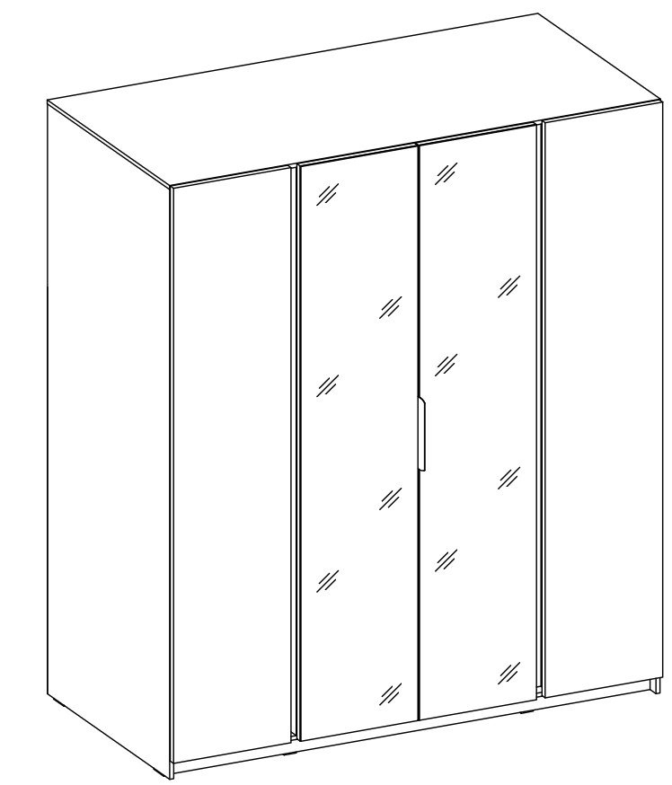 Kaja BL/BL 2F four-door wardrobe with 2 mirrors - Image 7