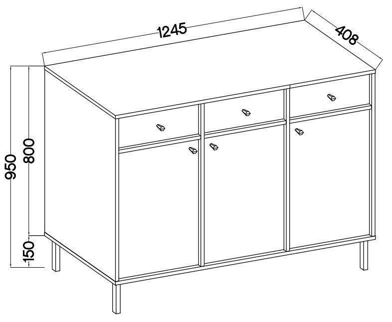 Black chest of drawers "Tokyo 3F3S" with cabinets and drawers - Image 7