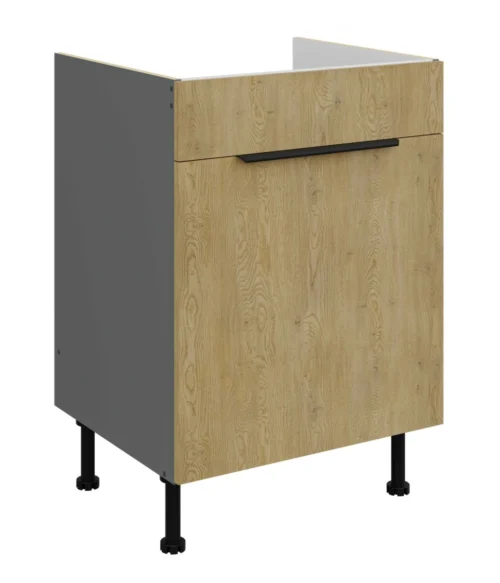 Base cabinet 60 cm, sink, drawer, Cremona anthracite 60 ZL 1S BB