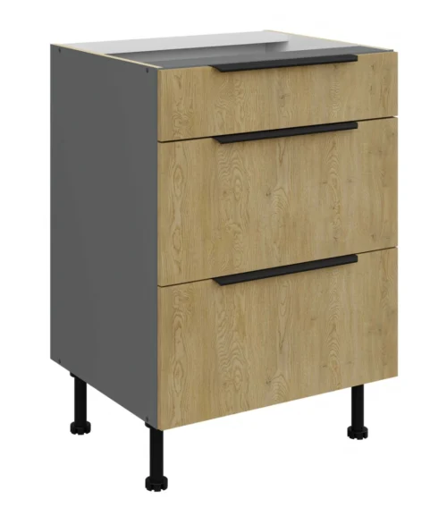 Base cabinet 60 cm with drawers Cremona anthracite 60 D 3S BB