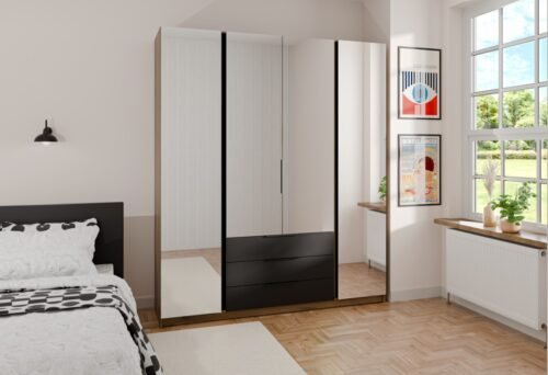 Kaja EV/BL four-door wardrobe, 4 mirrors, 3S