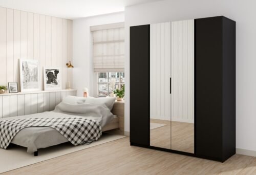 Kaja BL/BL 2F four-door wardrobe with 2 mirrors