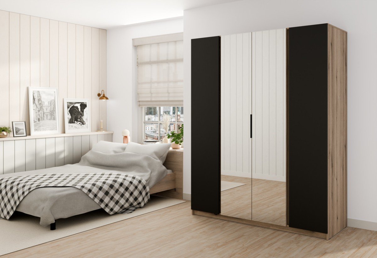 Kaja EV/BL 2F four-door wardrobe with 2 mirrors