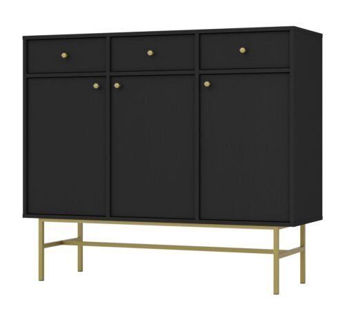 Black chest of drawers “Tokyo 3F3S” with cabinets and drawers