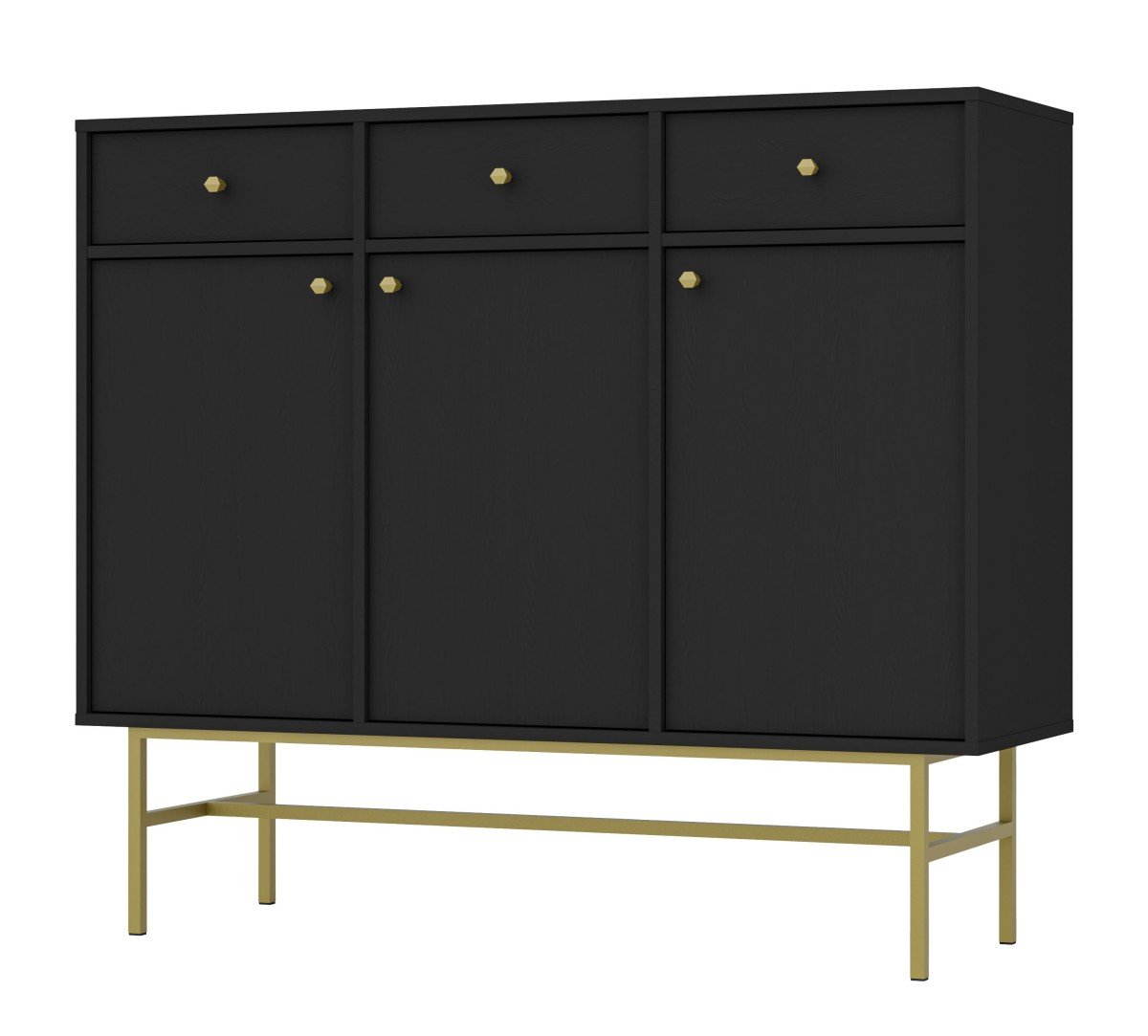 Black chest of drawers "Tokyo 3F3S" with cabinets and drawers