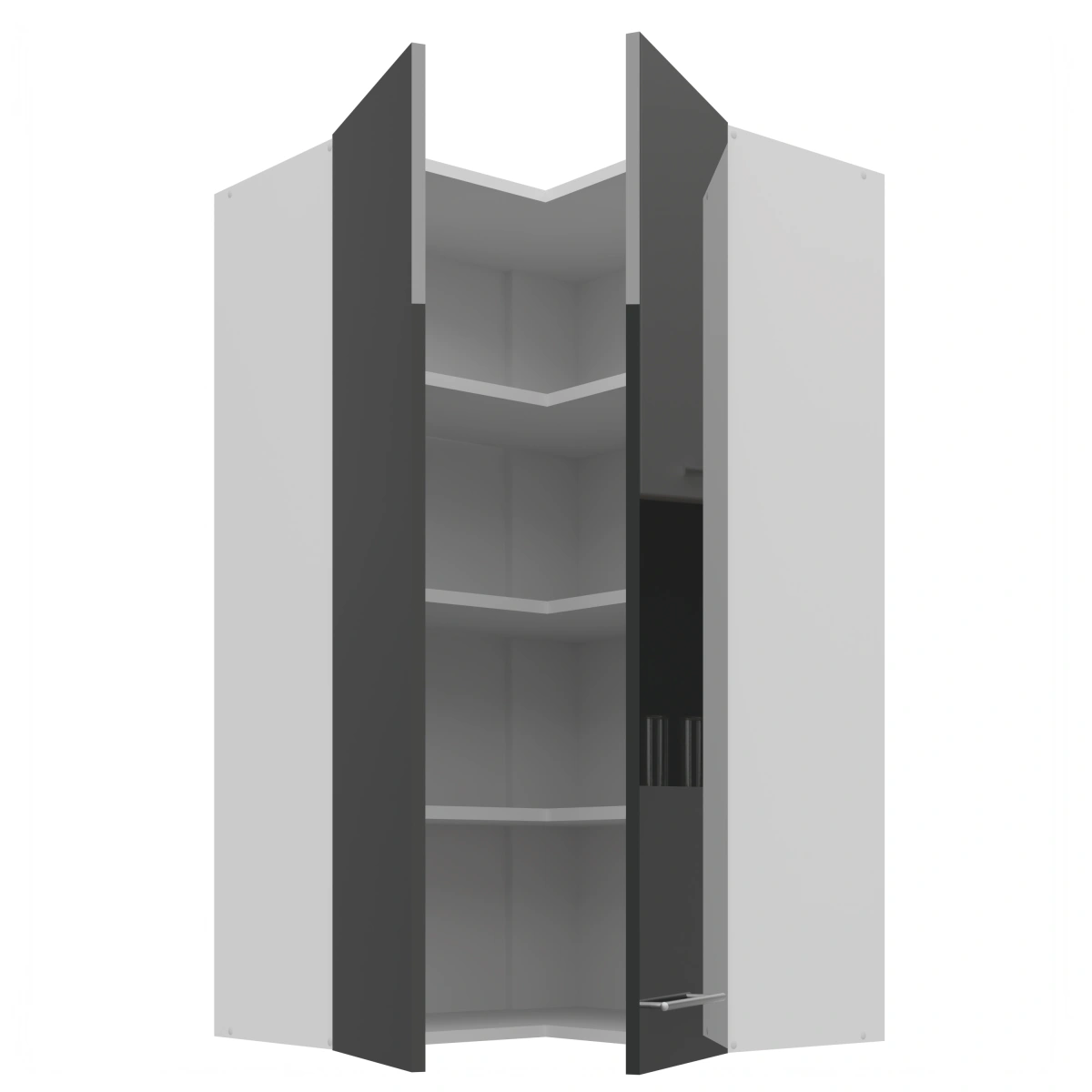 Upper corner cabinet 60/60 cm Lara Grey GN-108 2F 90 degrees - Image 2