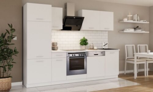 Kitchen set with countertop, kitchen 270 cm, Toni white matte color