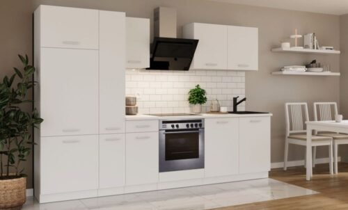 Kitchen set with countertop, kitchen 290 cm, Toni white matte color