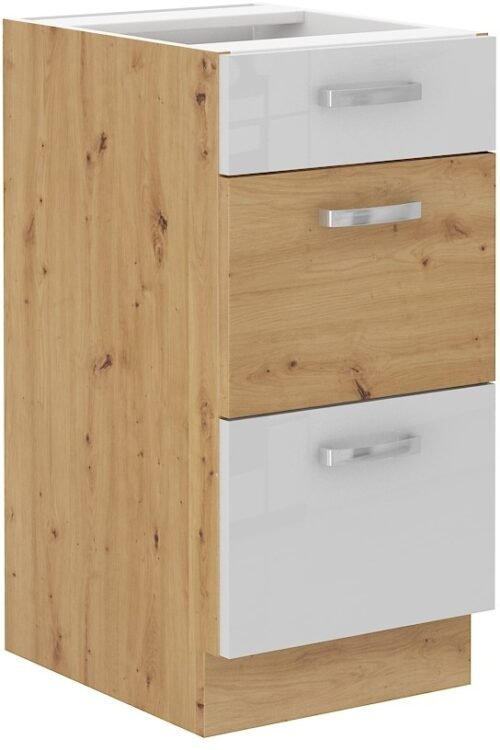 Artisan white glossy pallet cabinet with drawers 40 D 3S BB PREM BOX