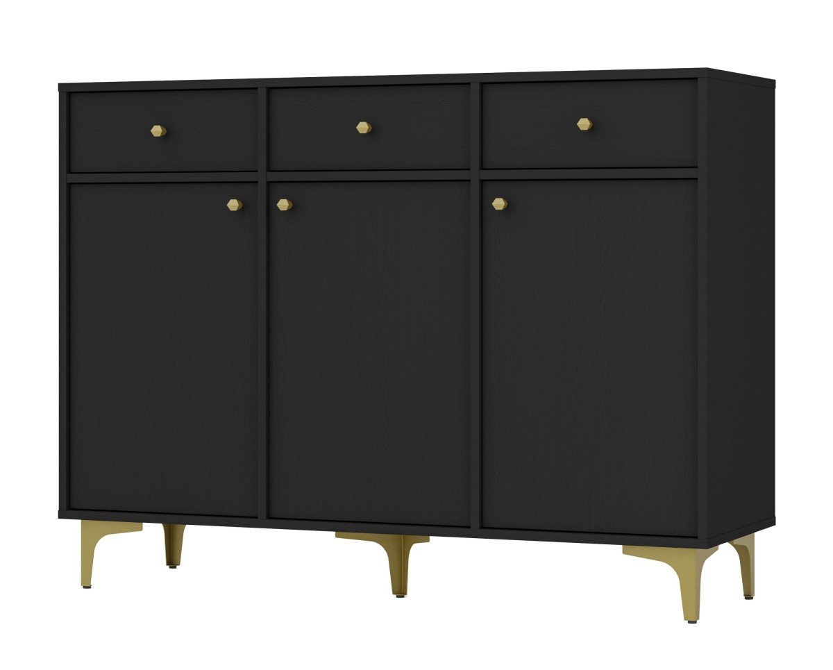 Black chest of drawers "Tokyo 3F3S" with cabinets and drawers - Image 2