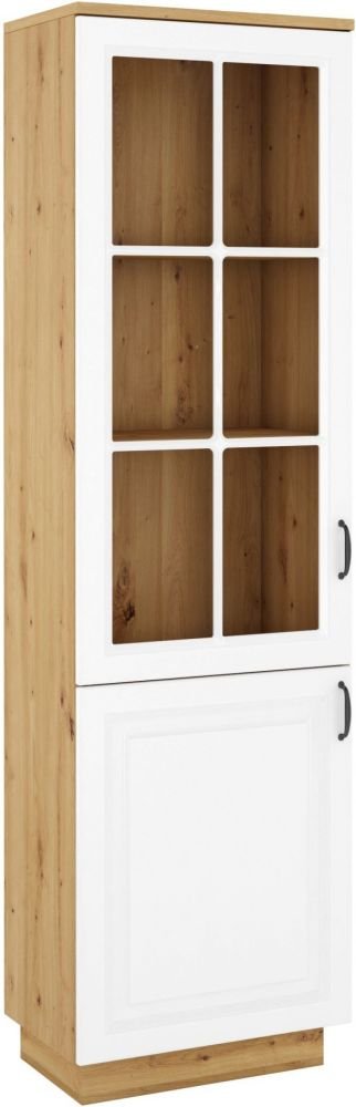 Stylish showcase with 2D cabinet Flawia white