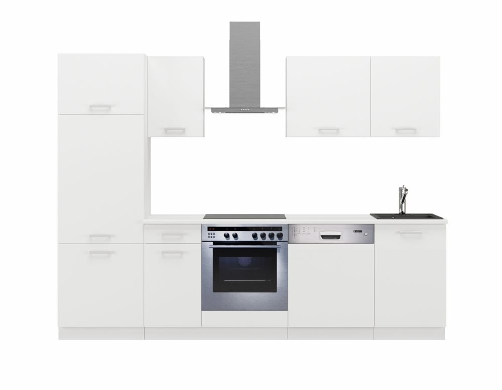 Kitchen set with countertop, kitchen 270 cm, Toni white matte color - Image 2