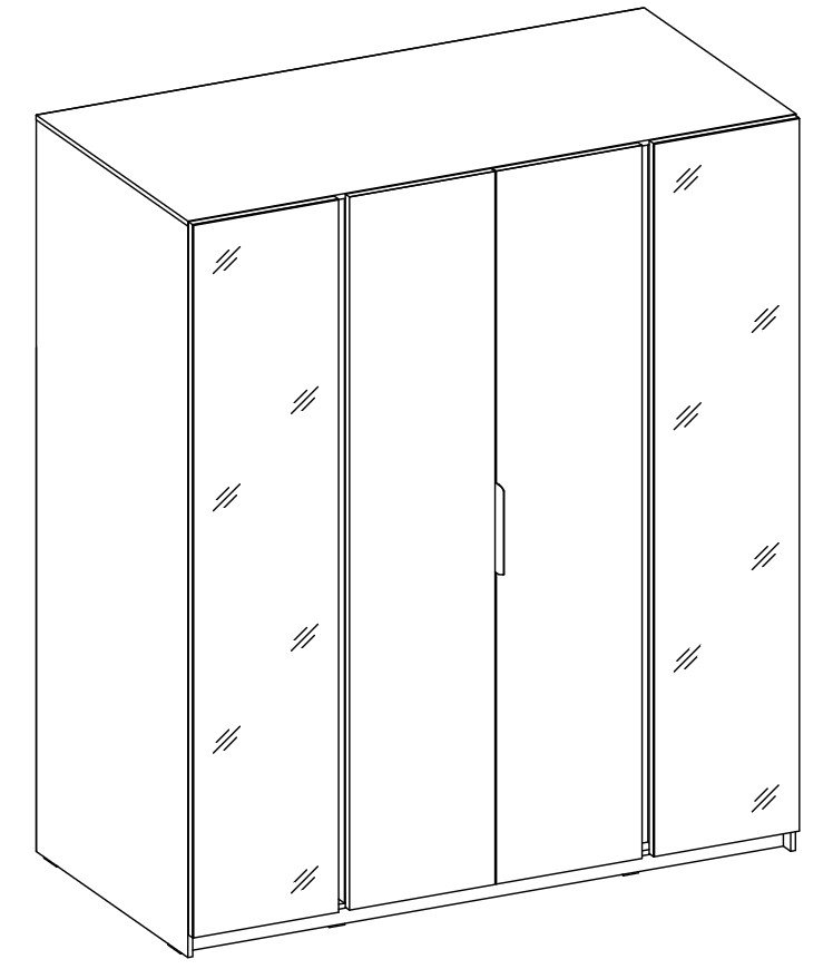 Kaja BL/EV four-door wardrobe with 2 mirrors 2F - Image 7
