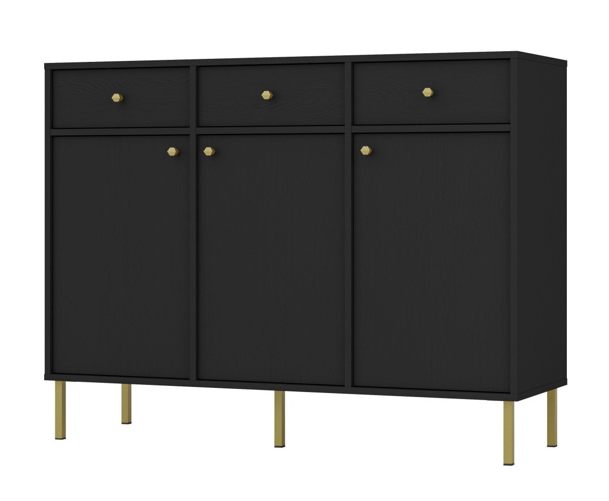 Black chest of drawers "Tokyo 3F3S" with cabinets and drawers - Image 3