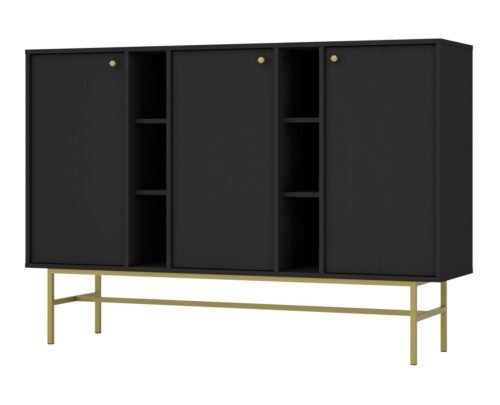 Black chest of drawers “Tokyo 3F” with cabinets and niches