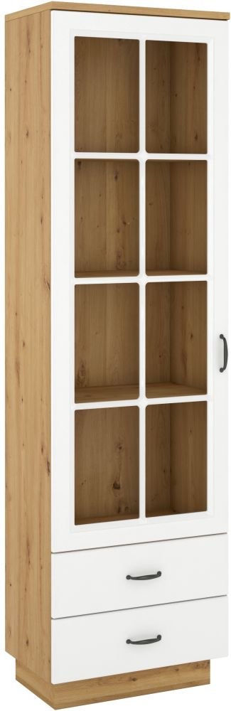 Stylish display cabinet with drawers 1D2S Flawia white