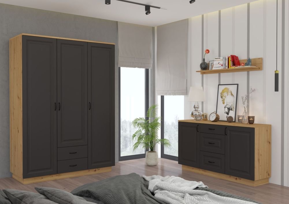 Stylish display case with 2D cabinet, gray Flawia - Image 7