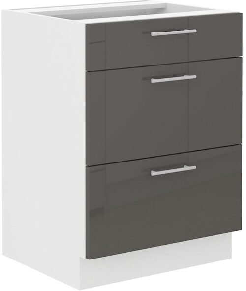 Base cabinet 60 cm with drawers Lara Grey 60 D3S BB Quadro