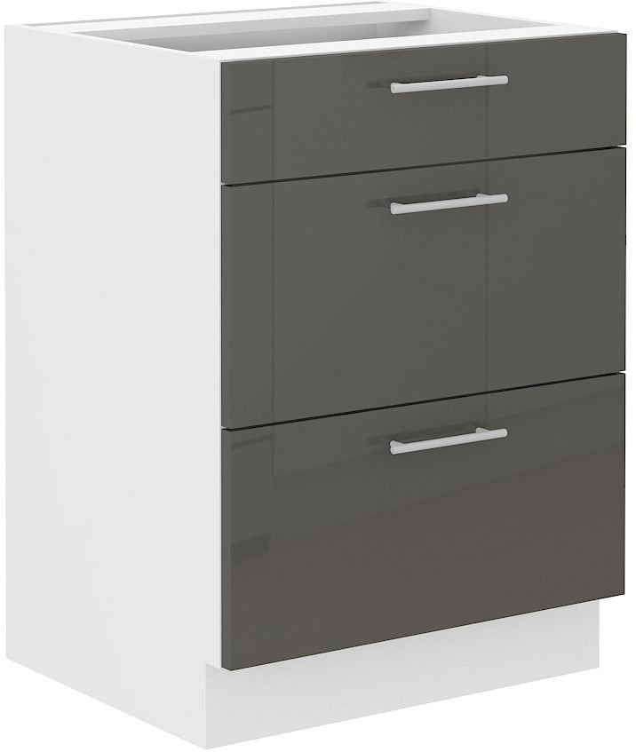 Base cabinet 60 cm with drawers Lara Grey 60 D3S BB Quadro