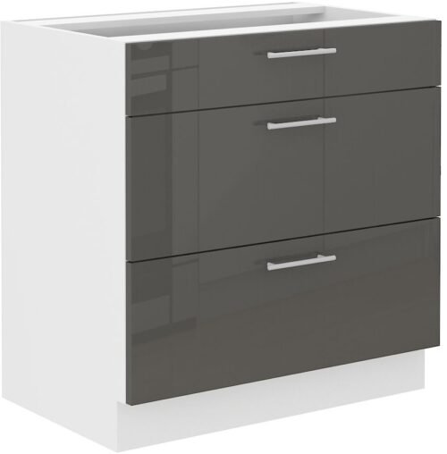 Base cabinet 80 cm with drawers Lara Grey 80 D3S BB Quadro