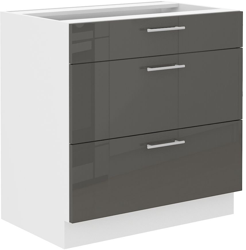 Base cabinet 80 cm with drawers Lara Grey 80 D3S BB Quadro
