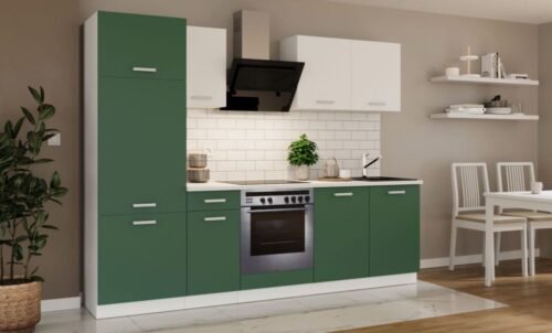 Kitchen set with countertop, kitchen 260 cm Toni green labrador