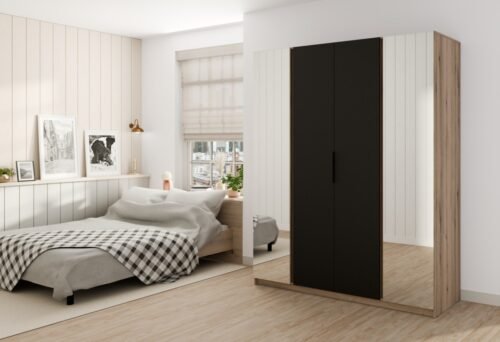 Kaja EV/BL four-door wardrobe with 2 mirrors 2F