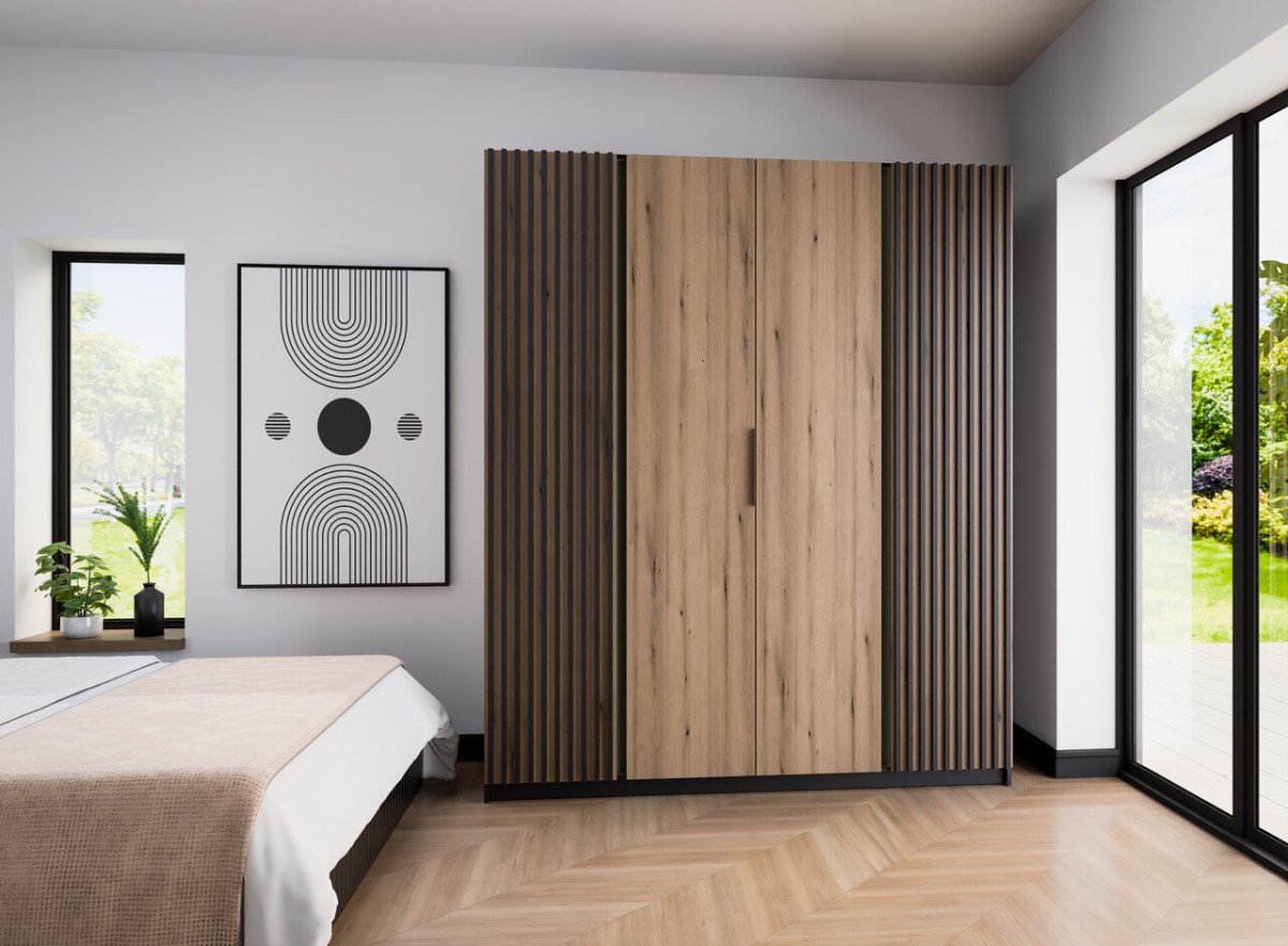 Kaja BL/EV-BL four-door wardrobe, 2 shelves, 2F