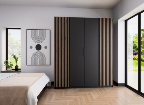 Kaja BL/BL-EV four-door wardrobe, 2 shelves, 2F