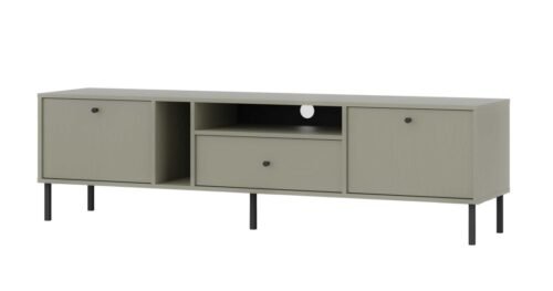 TV stand with cabinets and drawer, Tokyo 2K1S, eucalyptus color
