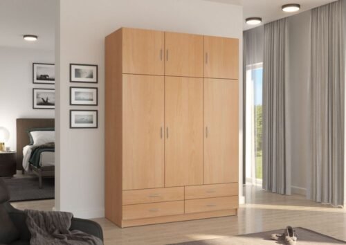 Three-door beech wood wardrobe “Stela”