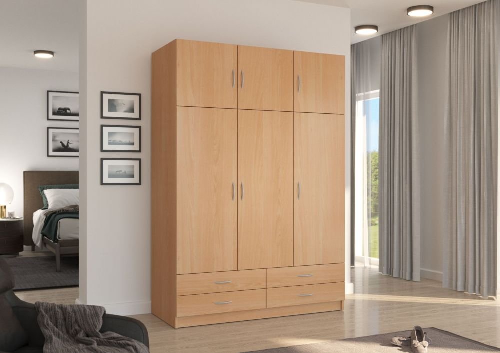 Three-door beech wood wardrobe "Stela"