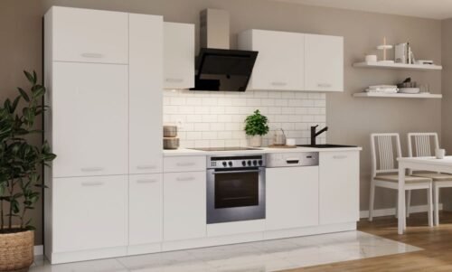 Kitchen set with countertop, 300 cm kitchen Toni white matte