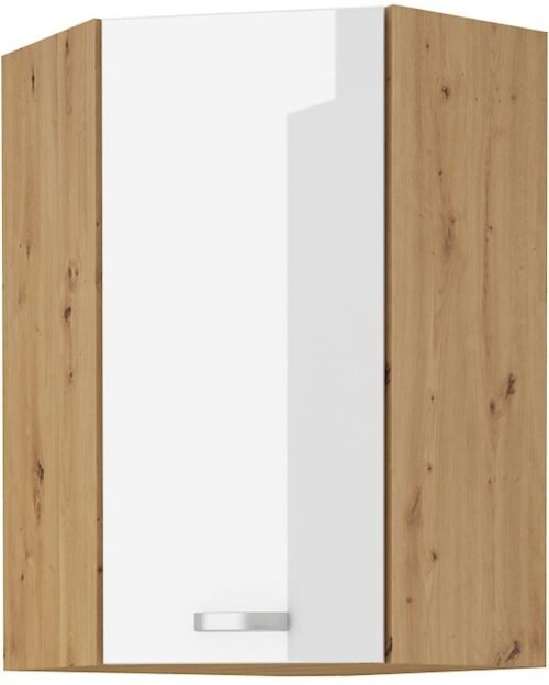 Artisan corner wall cabinet, white, glossy, 60×60 GN-90 (45 degrees) 1F
